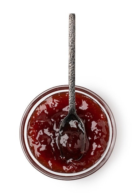 Cuillère sur la soucoupe avec de la confiture