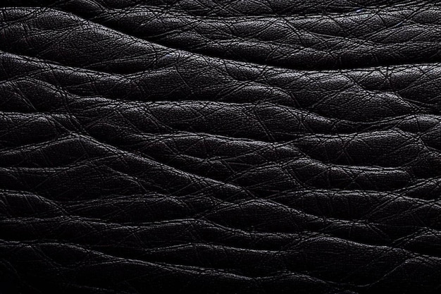 Cuir noir avec une texture texturée.