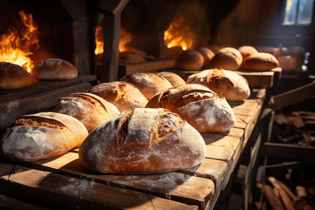 Cuire du pain au four à la boulangerie