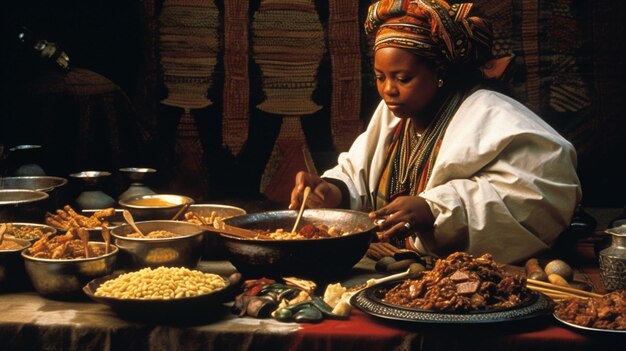 Photo la cuisine africaine est exotique et savoureuse.