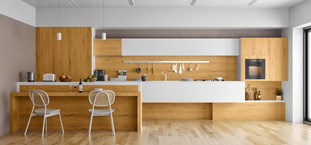Photo cuisine d'appartement moderne de luxe rendu 3d photo réaliste