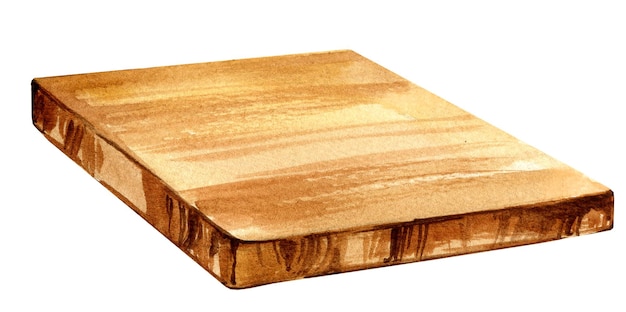 Cuisine aquarelle coupe planche de bois croquis dessiné à la main d'illustration domestique de planche à découper sur fond blanc