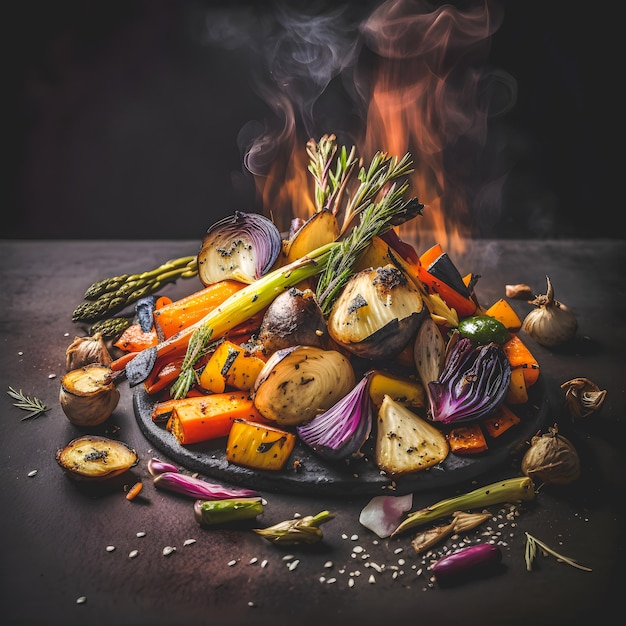 cuisine à base de plantes avec nos photographies de plats végétaliens aux légumes rôtis. Vitrine d'images de haute qualité