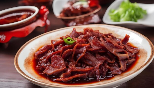 Une cuisine chinoise populaire de la province du Sichuan tranchée avec de l'huile de sauce chili