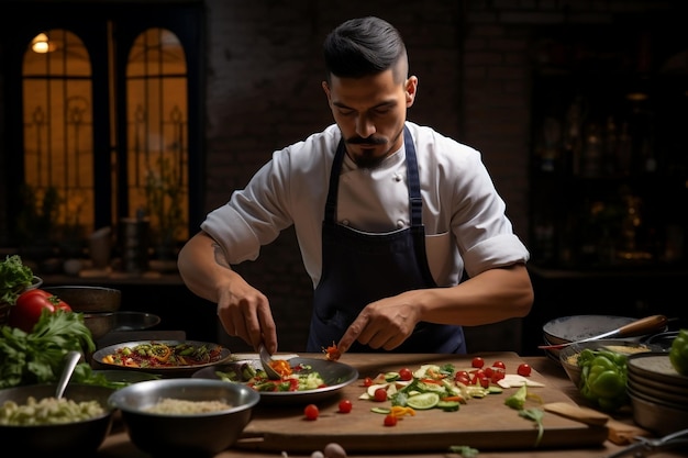 Cuisine créative Chef mexicain talentueux au travail Generative par Ai