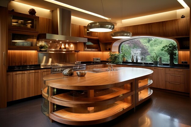 Cuisine domestique de luxe avec un design en bois élégant