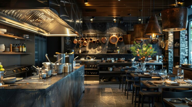 Photo une cuisine avec un four à poêle et une plante en pot sur le comptoir