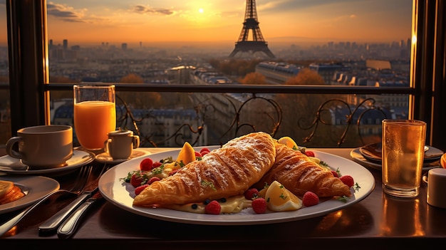 Cuisine françaiseOmelette française sur fond parisien