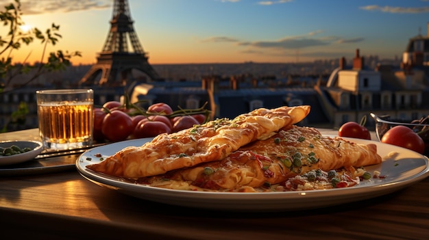 Cuisine françaiseOmelette française sur fond parisien