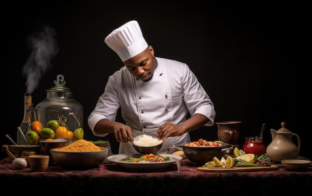 Cuisine gastronomique Chef africain au travail