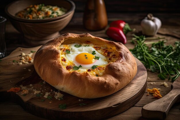 Cuisine géorgienne de Khachapuri Pain aux œufs ai génératif