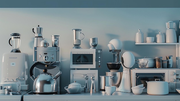 Photo une cuisine avec un groupe d'appareils de cuisine, y compris une cafetière