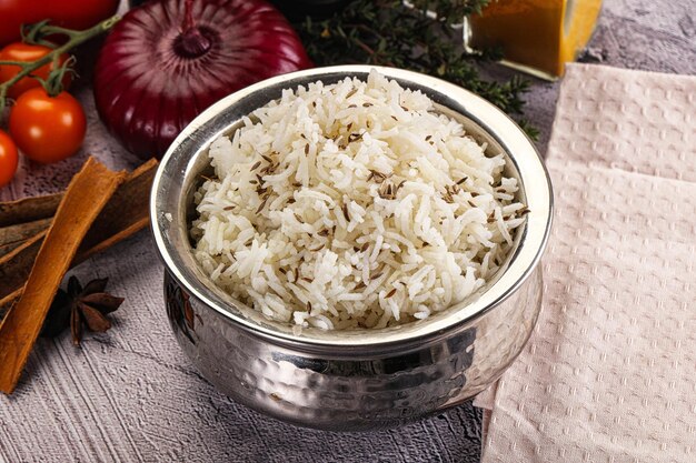 Cuisine indienne riz jeera basmati