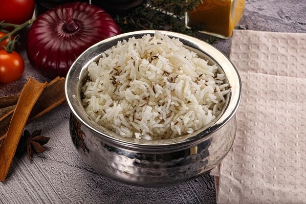 Cuisine indienne riz jeera basmati
