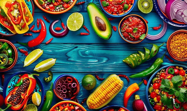 Cuisine mexicaine mélange d'arrière-plan coloré Mexique