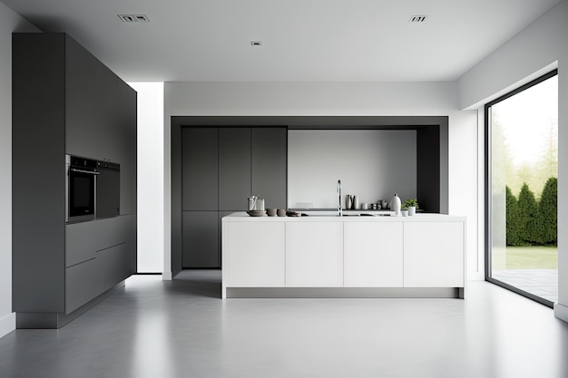 Une cuisine minimaliste avec des lignes épurées et des éléments de design minimalistes