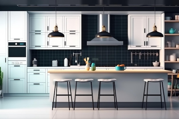 Cuisine moderne design de luxe Plancher léger Generate Ai