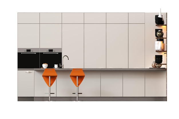 cuisine moderne isolée sur fond blanc meubles de maison illustration 3D cg rendu