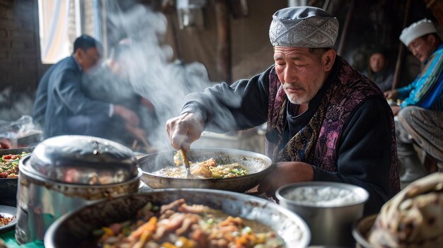 Photo cuisine ouïghoure offerte dans un restaurant de laghman