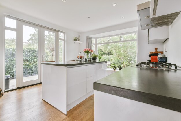 Cuisine et salle à manger dans un appartement moderne