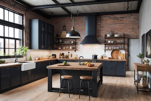 Cuisine de style loft industriel