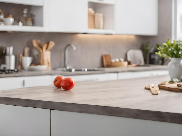 Cuisine de table avec un fond flou Ai généré