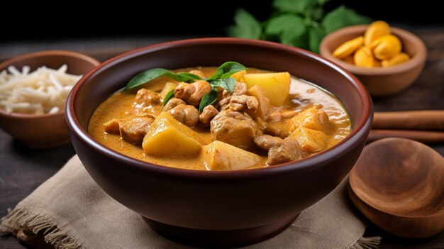 Cuisine thaïlandaise au curry massaman AI générative