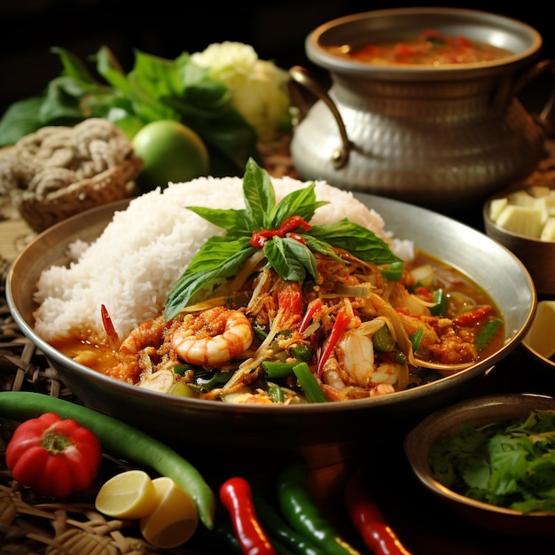 Cuisine thaïlandaise aux tons chaleureux