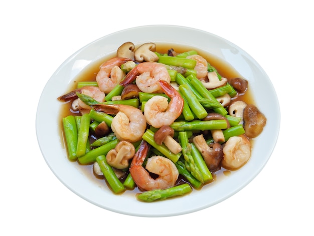 Cuisine thaïlandaise, sauté d&#39;asperges aux crevettes