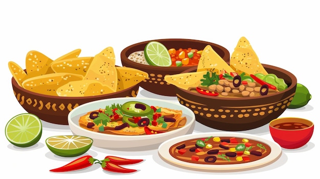 Cuisine traditionnelle mexicaine set vector illustration sur fond blanc