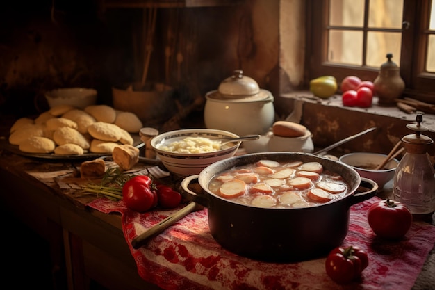 Cuisine traditionnelle ukrainienne avec des boulettes IA générative