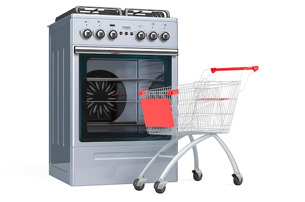 Cuisinière à gaz avec panier rendu 3D