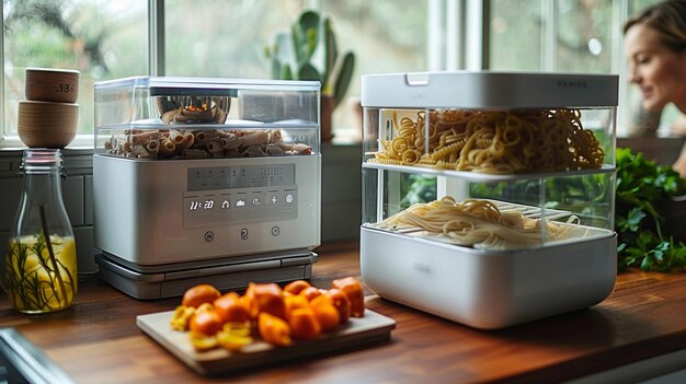 Une cuisinière à pâtes intelligente avec un papier peint automatique