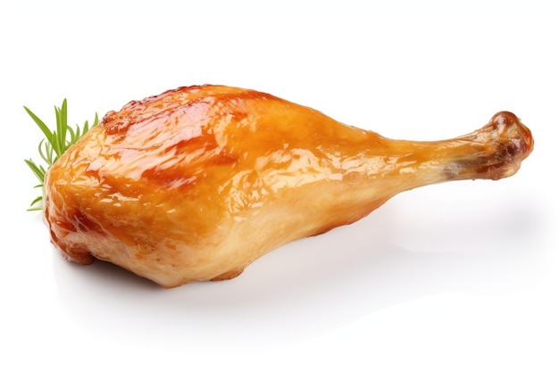 Cuisse de poulet sur fond blanc