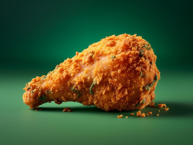 Photo une cuisse de poulet avec un fond vert et un fond vert.