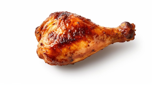 Cuisse de poulet grillé sur fond blanc ai générative