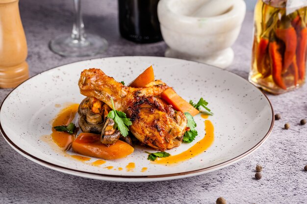 Cuisses de poulet au four avec légumes