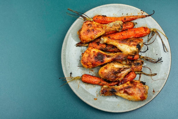 Cuisses de poulet grillées et légumes