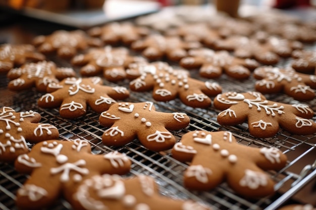 Cuisson des biscuits au pain d'épice glacés de Noël