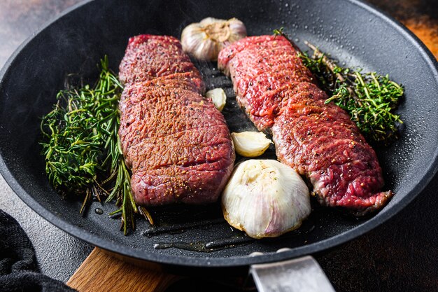 Cuisson du steak Denver sur une poêle