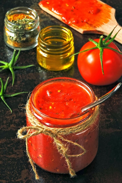 Cuisson de la sauce tomate maison.