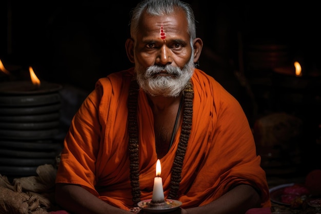 Photo le culte hindou mettant en vedette un prêtre hindou dans un temple