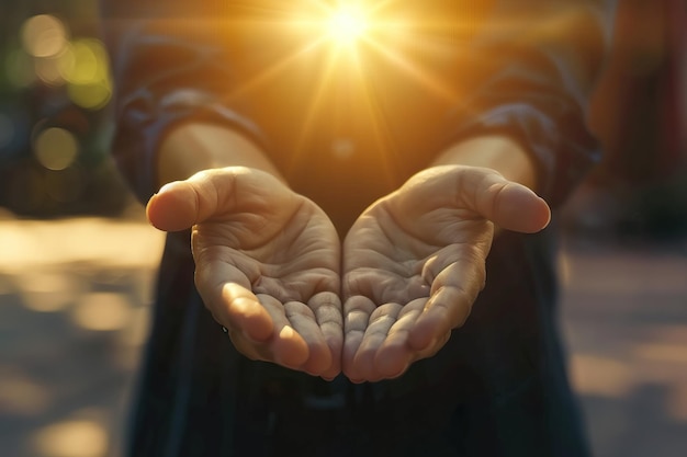 Photo le culte des mains humaines dans la prière catholique du carême de pâques