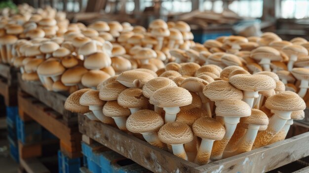 La culture de champignons dans des plateaux est un produit respectueux de l'environnement