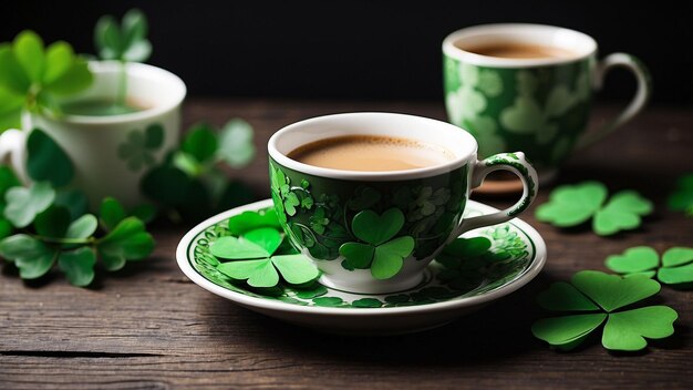 Photo culture irlandaise dans la photo en incorporant des éléments tels qu'un sous-marin à motifs de trèfle ou un petit