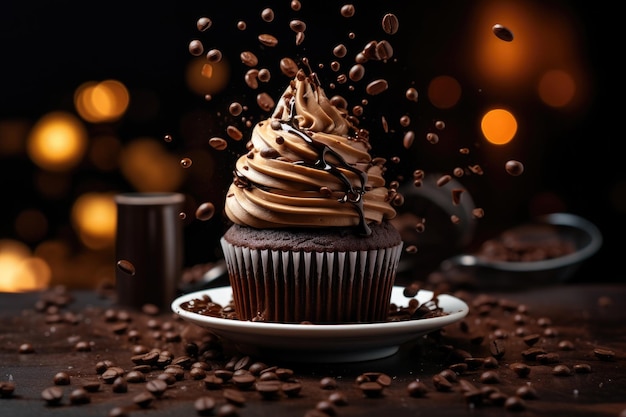 Cup Cake au chocolat avec glaçage au moka