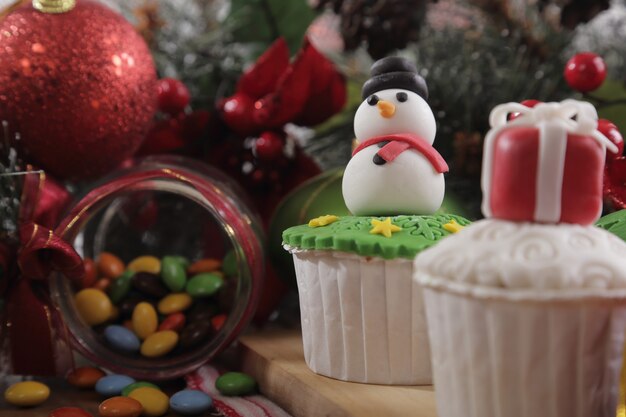 Cup cake avec concept de Noël