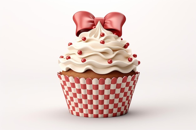 Cupcake 3d sur fond blanc isolé