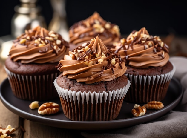 Cupcake au chocolat et aux noix