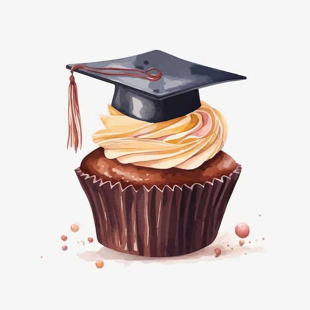 Un cupcake avec un bonnet de graduation dessus